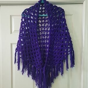 Handmade Purple Crochet Shawl..made By Janet In USA..NEW!